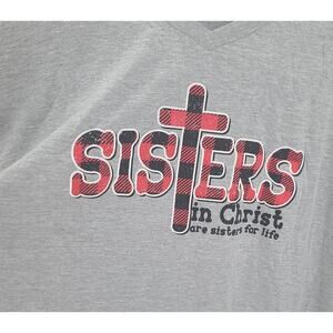 Christian tshirt Sisters in Christ  long sleeve shirt Grey size 3XL Christmas